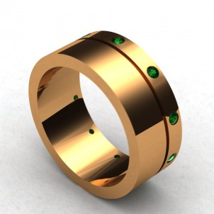Обручальное кольцо с изумрудами 10 штук