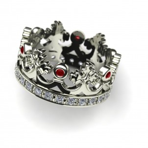 Эксклюзивное кольцо из белого золота с бриллиантами и рубинами. Цена: от 36 349 руб.