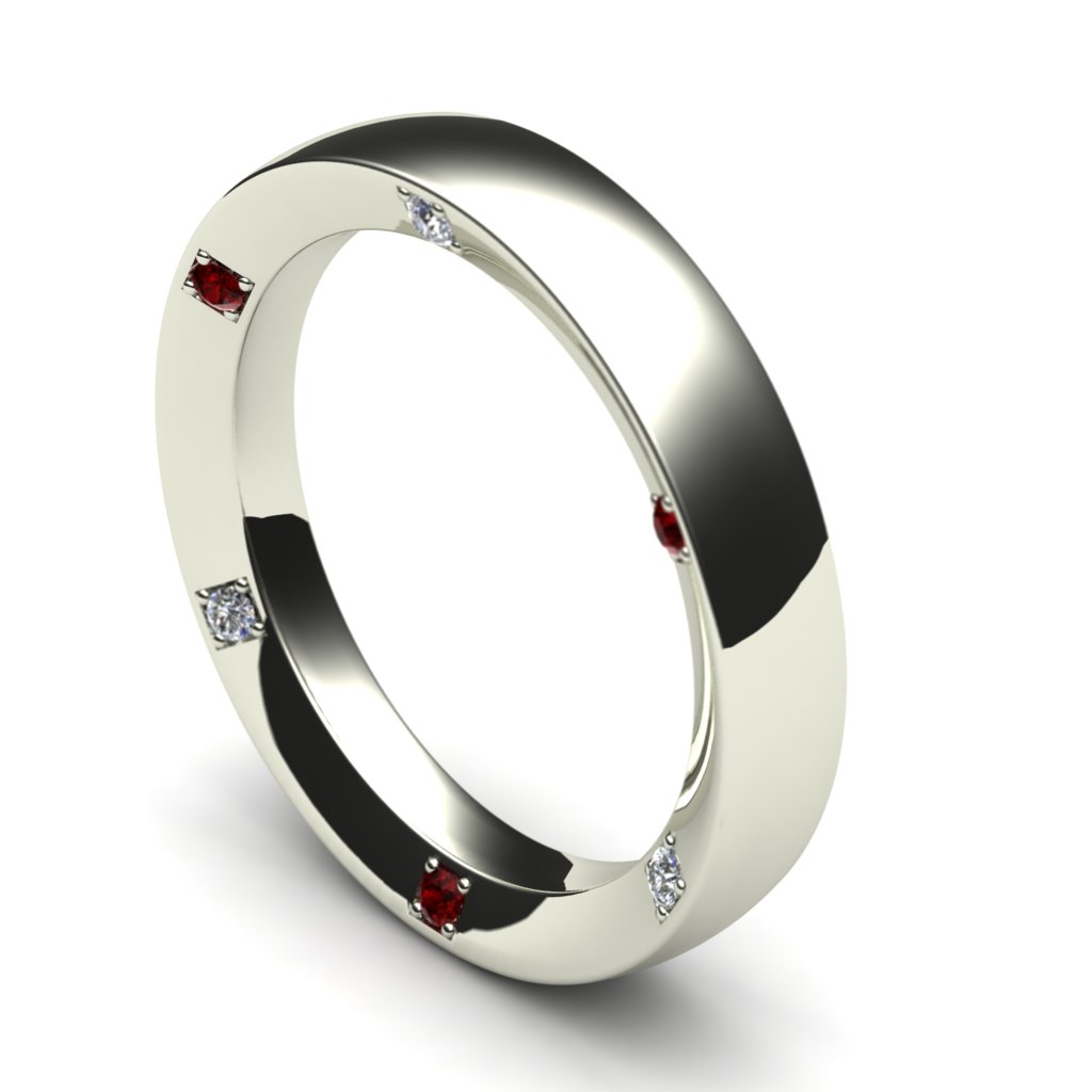 Эксклюзивное обручальное кольцо из белого золота с драгоценными камнями. Цена: от 17 252 руб.