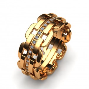 Обручальное кольцо из желтого золота с бриллиантами. Цена: от 22 512 руб. Заказать